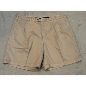 Gary Player Mens Pleated Golf Shorts Tan Khaki 100% Cotton Size 44 Waist